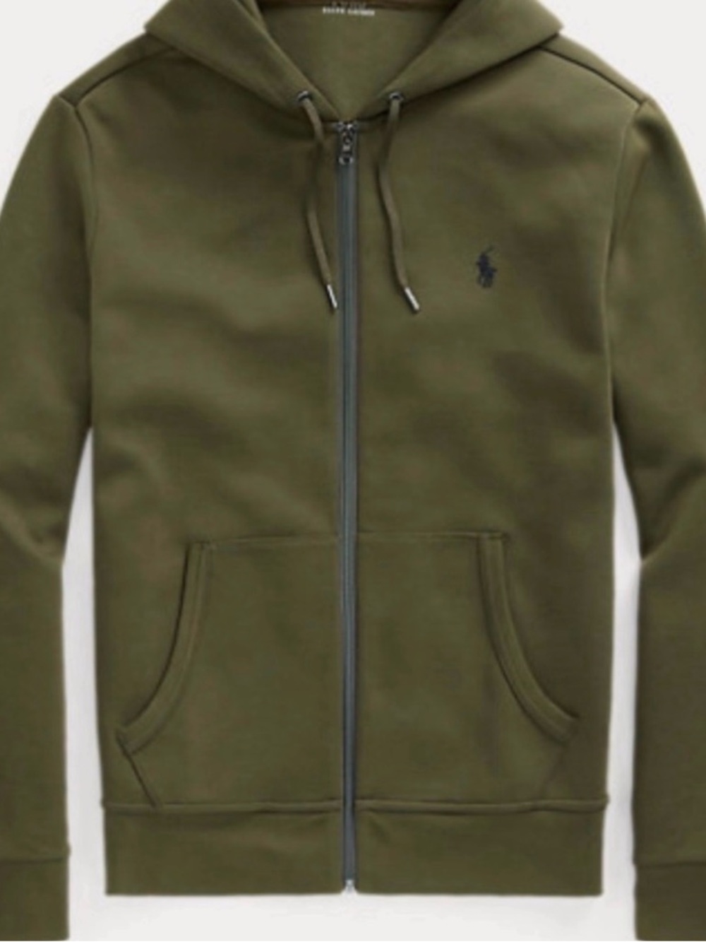 Polo Ralph Lauren Men's Large Double Knit Full Zip Hoodie Olive Green - Picture 3 of 6